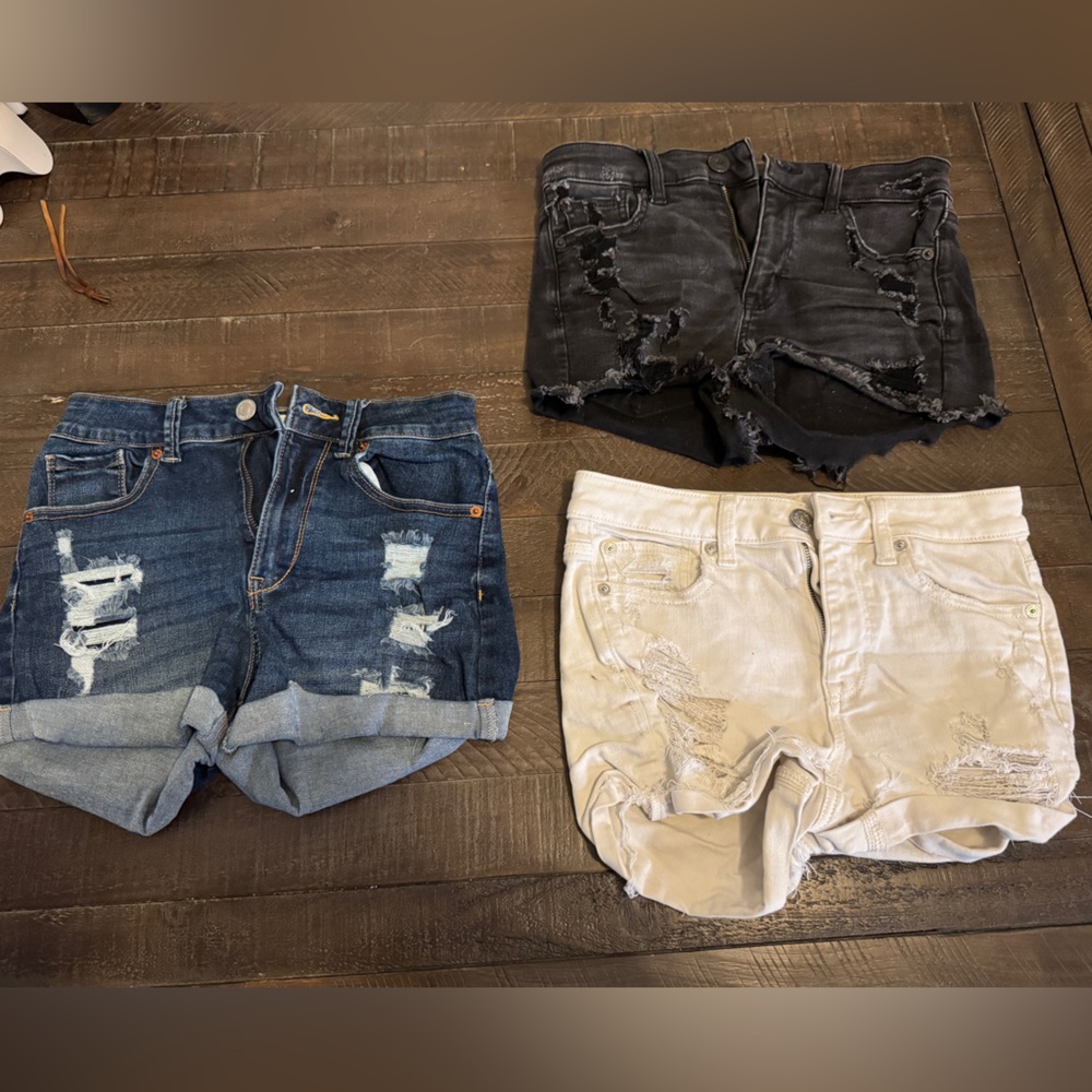 Size small Jean shorts (2 American eagle, 1 hollister)